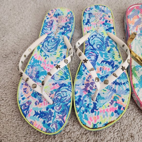 Lilly Pulitzer womens Rubber Sale Sandal Flip flops lot of 2 size 9/10 - Picture 5 of 6
